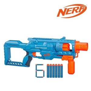 Contender 2.0 Nerf Elite kilövő, 6 nyílvesszővel, 50x6x19cm, kék-narancssárga színű