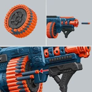 Lövőpisztoly játék, 48 habgolyóval, 60,5x8x36cm, többszínű, többféle lövedékkel