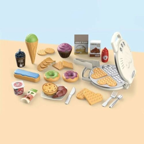 Gofrisütő játékkészlet fényekkel és hangokkal, tartalmaz játék ételeket és kiegészítőket, 3 éves kortól