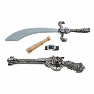 Játékkészlet pisztollyal és karddal, övvel és teleszkóppal, hanggal, 61x7x28cm, több színű