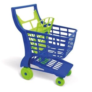 Játék szupermarket kocsi, műanyag, 37x28x53cm, kék-zöld