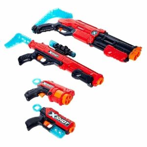 Játékkészlet 4 fegyverrel és 48 puha nyílvesszővel, céltáblával együtt, 90x7x42cm, több színű