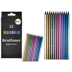 Leantoys Brutfuner 12 Creioane Colorate Metalice cu Ambalaj - Creioane colorate