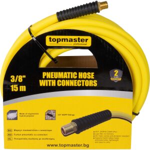 Furtun pneumatic 3/8", 15m, cu conectori TMP TOPMASTER 126445106 - Accesorii pentru unelte