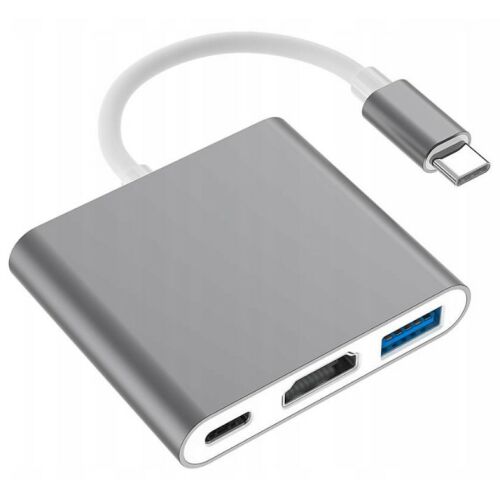 3 az 1-ben USB-C - HDMI, USB 3.0 és USB-C adapter űrszürke színben - Átalakító