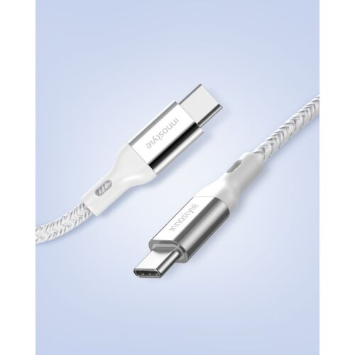 Innostyle PowerFlex USB-C - USB-C kábel közelről, ezüst csatlakozók, 1.5m