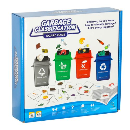 Ikonka Garbage Classification Board Game packaging, educational toy for kids