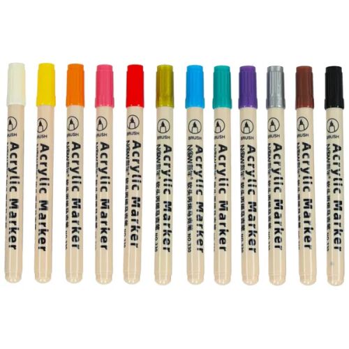 12 színű akril szövet marker készlet