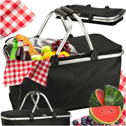 Thermal foldable picnic basket black