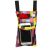 Colorful handlebar bag for bicycle or scooter holding phone, water bottle, and flower
