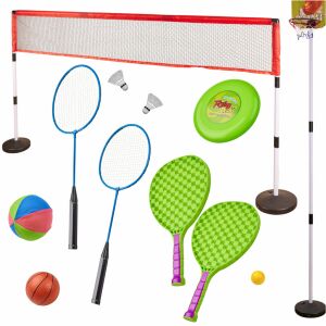 Set sport 5 in 1: badminton, basketball, volleyball, tennis, frisbee - Badminton Racket, Shuttlecock, and Equipment