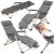 Springos Gray Folding Garden Lounger with Adjustable Footrest, multiple angles