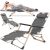 Springos Gray Folding Garden Lounger with Adjustable Footrest, in use