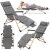 Springos Gray Folding Garden Lounger with Adjustable Footrest, lifestyle collage