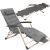 Springos Gray Folding Garden Lounger with Adjustable Footrest, angled view