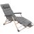 Springos Gray Folding Garden Lounger with Adjustable Footrest and cushion
