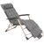 Springos Gray Folding Garden Lounger with Adjustable Footrest and padded cushion