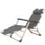 Springos foldable garden lounger with adjustable footrest - Grey, side view