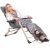 Woman relaxing on Springos Gray Folding Garden Lounger with Adjustable Footrest