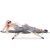 Woman relaxing on Springos Gray Folding Garden Lounger, full recline