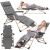 Collage of Springos grey foldable garden lounger with and without cushion, different views