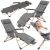 Collage of Springos grey foldable garden lounger with cushion, multiple angles