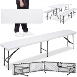 Gf0094 Колаж на Характеристиките на Бяла Сгъваема Пейка - Springos