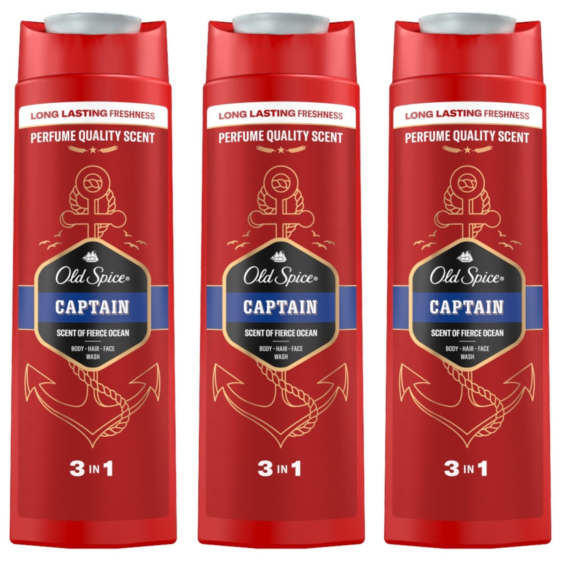 E-shop Old Spice Captain 3v1 pánsky sprchový gél 3x400ml