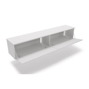 Nicole 160 cm weißer TV-Schrank mit zwei offenen Türen, der Innenraum ist sichtbar - TV-Ständer und Wandhalterungen