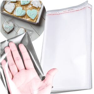 Прозрачни целлофанови торбички, 8x10 cm, опаковка от 100 броя, за опаковане на бисквити, бижута, подаръци и други дребни предмети - Домакински чанти и торбички