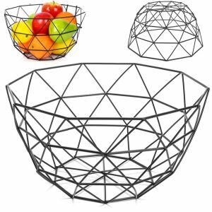 Koszyk metalowy, miska, czarny drut, owoce, warzywa, dekoracyjny 126262008 - Kosz owoców