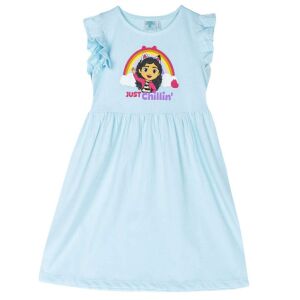 Netflix Gabby's Dollhouse светлосиня лятна рокля за момичета, 3 години, с ръкави с волани и принт на героя Gabby - Бебе & Малко дете