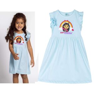Netflix Gabby's Dollhouse светлосиня лятна рокля за момичета, 2 години, момиче, носещо роклята и роклята сама - Бебе & Малко дете