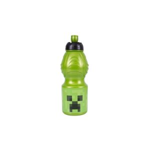 Minecraft Creeper Wasserflasche, grüne Plastikflasche mit Creeper-Gesicht, 400 ml - Füttern