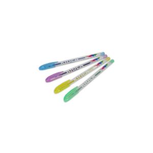 Kidea Glitzer-Gel-Stifte, 4er-Set, blau, rosa, gelb, grün - Derform