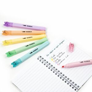 Kidea Katzen Pastell Textmarker Set - 6 Farben, Hervorhebung im Notizbuch - Derform