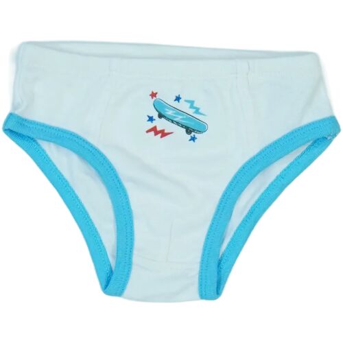 Fehér fiú alsónadrág kék szegéllyel és gördeszka mintával - Gyerek bugyi, alsónadrág