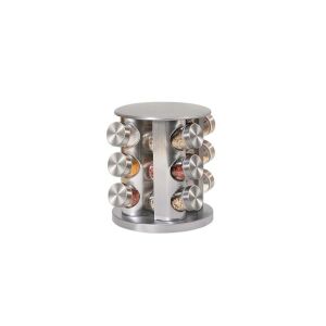 Forgatható fűszertartó állvány 12 db üveggel – Rozsdamentes acél, 22 cm inox 126307926 - Tárolás & Rendszerezés