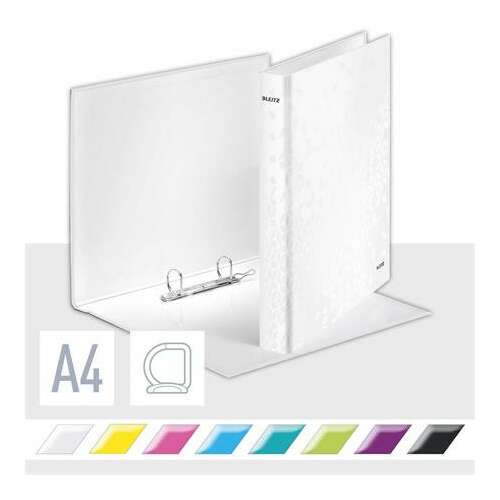 LEITZ Wow A4 Maxi 4cm папка с D-образни пръстени, бяла, 2 пръстена