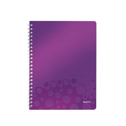 Spiral notebook a4, 80 sheets checkered leitz wow purple