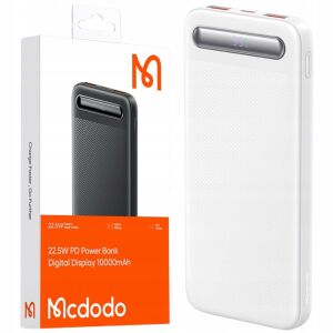 Mcdodo Star Series 10000mAh Power Bank digitális kijelzővel és 22.5W gyorstöltéssel, fehér színben - Mcdodo