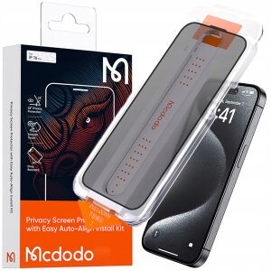 Mcdodo EZ Paste adatvédelmi képernyővédő iPhone 16-hoz, egyszerű, automatikus igazító készlettel és csomagolással - Mcdodo