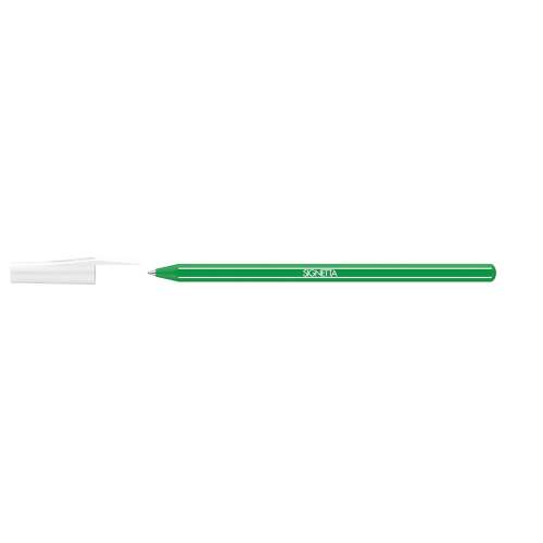 Pix cu bilă 0,7mm, capac, siglă ico, culoare de scris verde