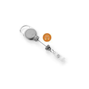 Retractable badge holder with magnetic closure, gray - Dressing Accessory