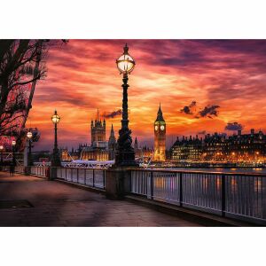 Kész Trefl Big Ben London 1000 darabos puzzle, naplemente a Westminster felett - Trefl Puzzle