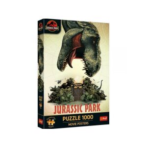 Puzzle Trefl Jurassic Park de 1000 de piese, cutie cu T-Rex și intrarea în parc - Trefl Puzzle