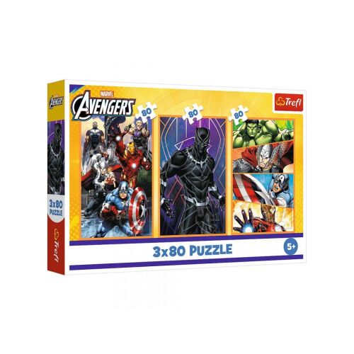 Trefl Marvel Avengers Akcijski dan 3x80 Komada Puzzle Kutija