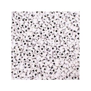 PlayBox szívecskés gyöngyök, 300 darab fehér gyöngy fekete szívekkel, 7mm-es kézműves gyöngyök ékszerkészítéshez - Playbox