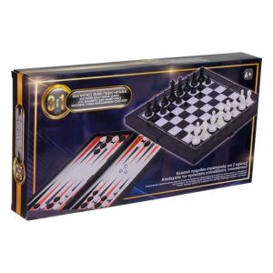 Utazási társasjáték, 3 az 1-ben sakk, dáma és tábla, 35x35.5cm, többszínű