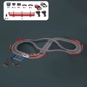 Pista de curse cu mașini și telecomenzi, 120x100x12cm, multicolor - Tren, element feroviar, autostradă